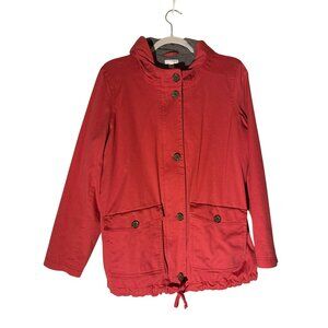 J. Jill Salmon Pink Hooded Zip & Button-Up Jacket Size S